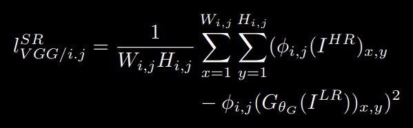 Content Loss Equation